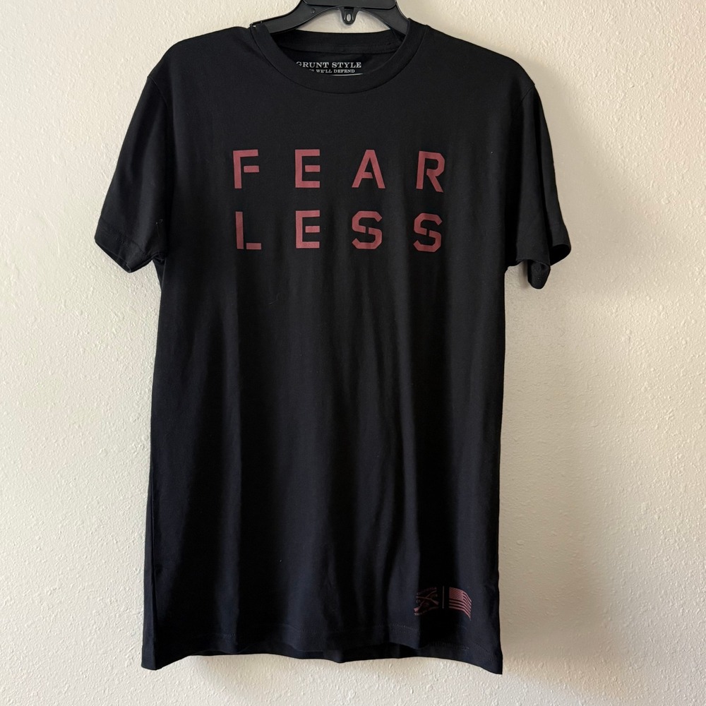 Grunt Style Fearless FDR Quote Graphic T-Shirt Black Mens Small BI3068 GS7348